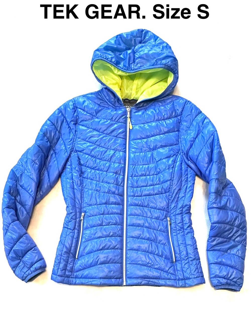 TEK GEAR Nylon Lightweight Puffer Jacket Hooded Packable Fall Winter Sport